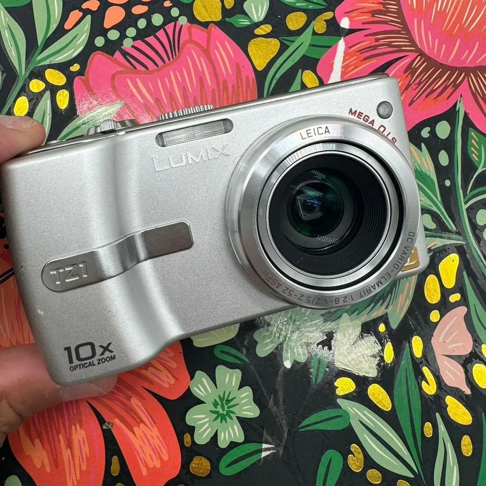 Panasonic Lumix DMC-TZ1 Silver Digital Camera 10x Optical Zoom Leica Lens Bundle